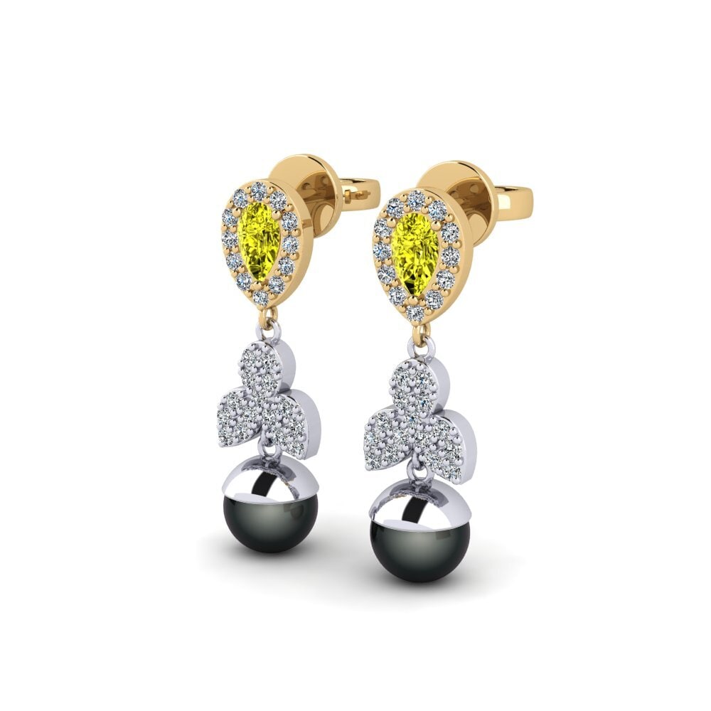 18ct White & Yellow Gold Yellow Diamond Women's Earring Jabli