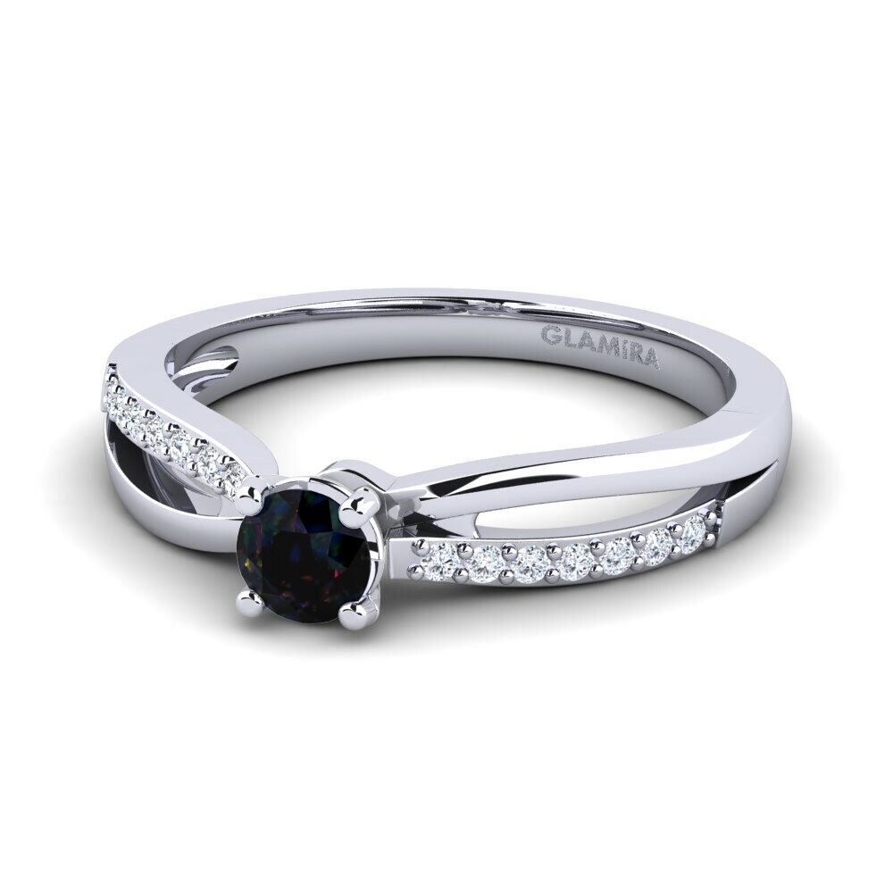 950 Palladium Black Opal Engagement Ring Jade