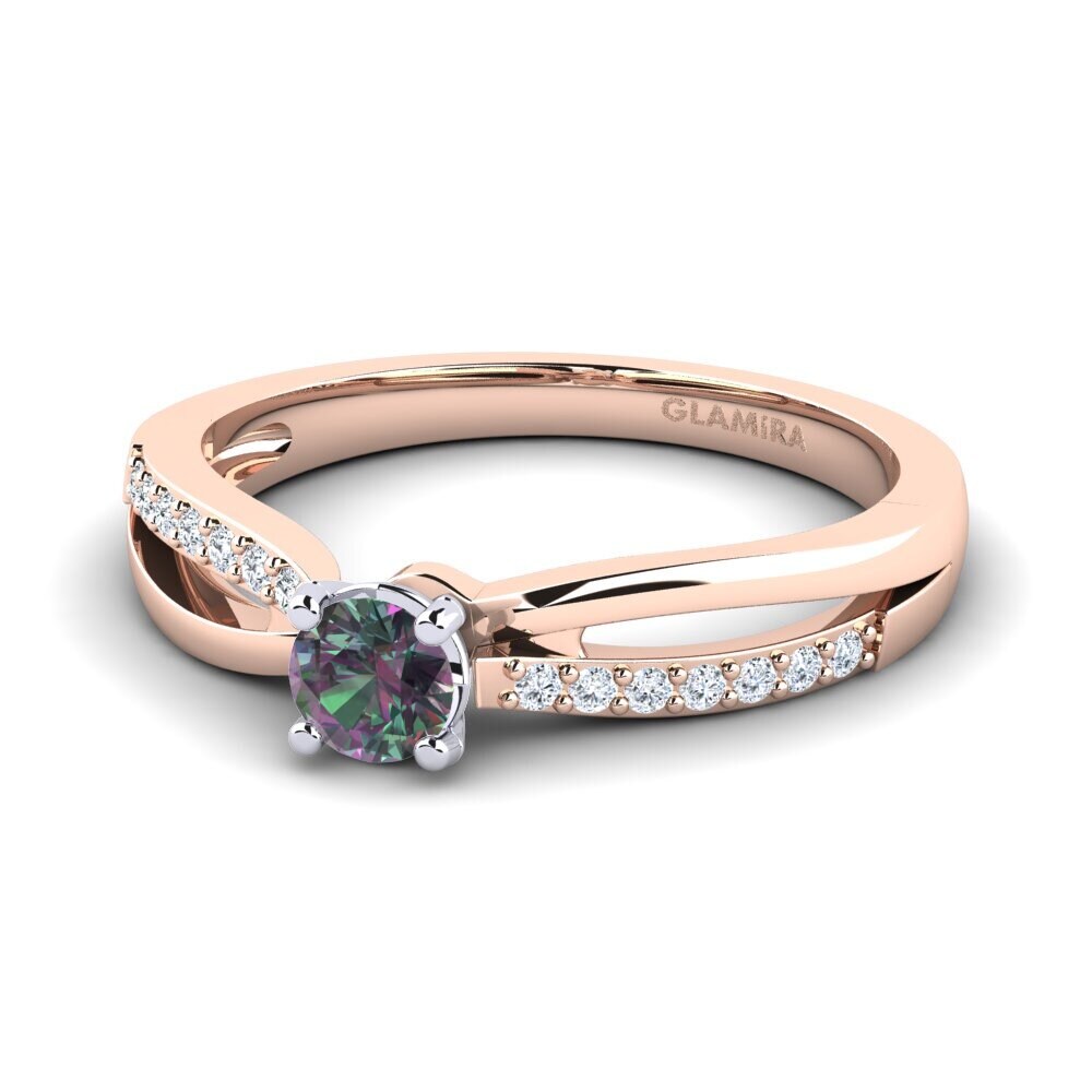 9ct Rose & White Gold Mystic Topaz Engagement Ring Jade
