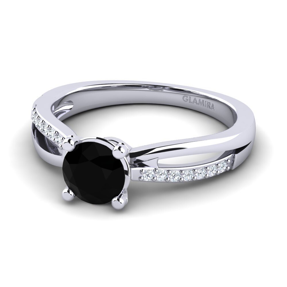 Black Onyx Engagement Ring Jade 1.0 crt