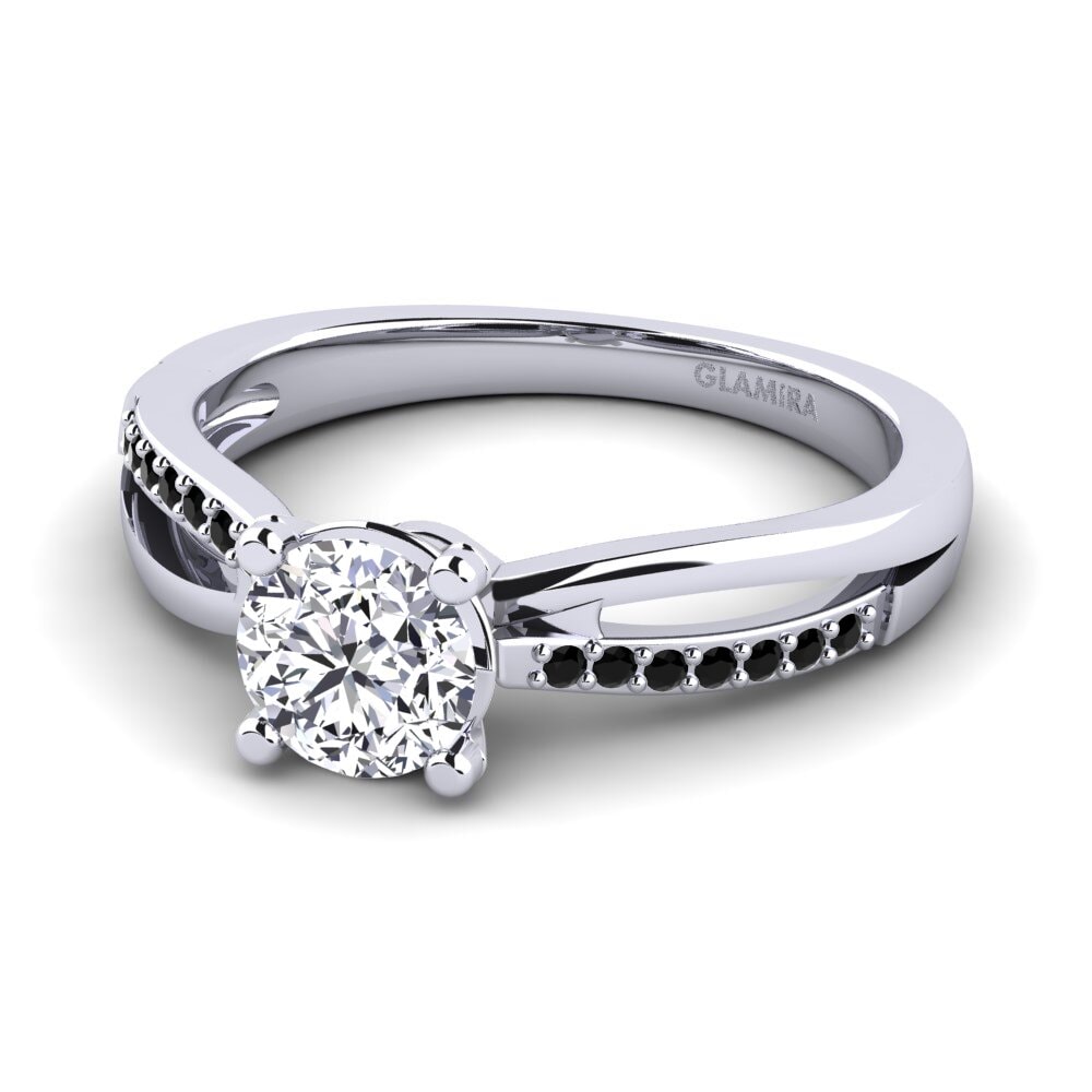 18k Oro Blanco Diamante Anillo de compromiso Jade 1.0 crt
