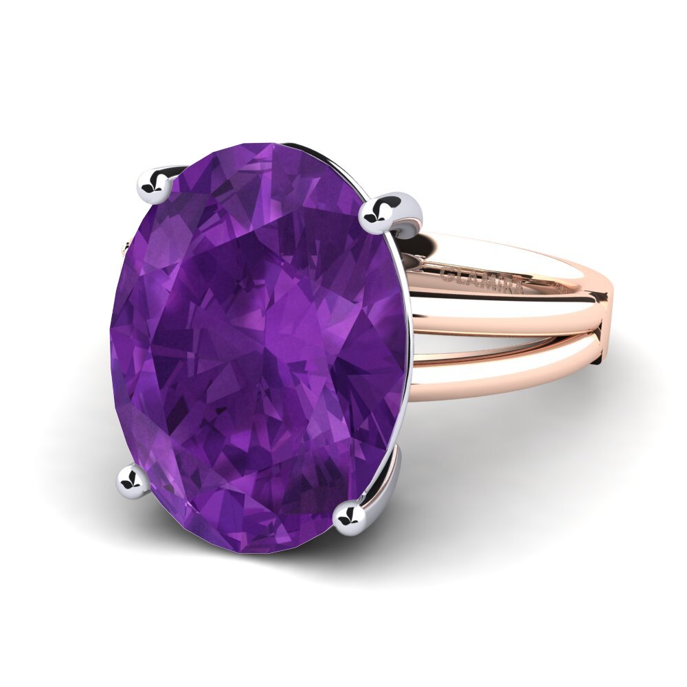 14k Rose & White Gold Amethyst Ring Jadora