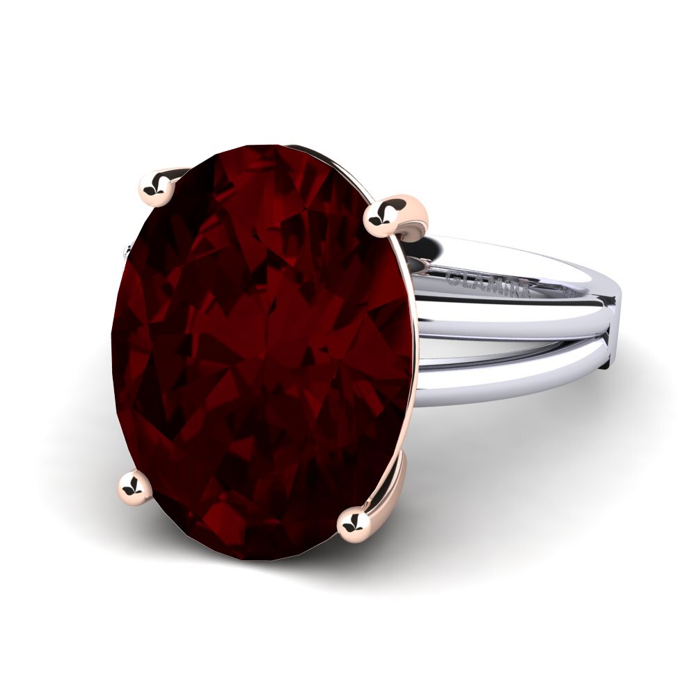 14k White & Rose Gold Garnet Ring Jadora