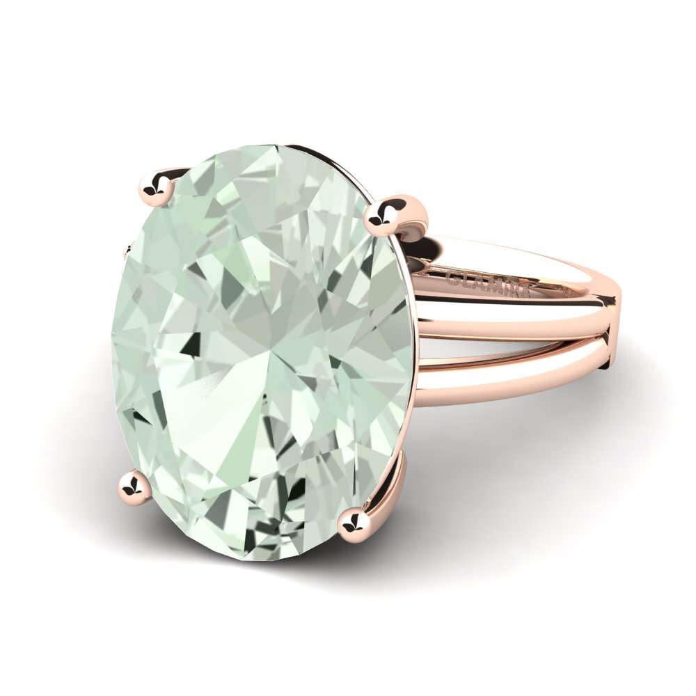 9k Rose Gold Green Amethyst Ring Jadora
