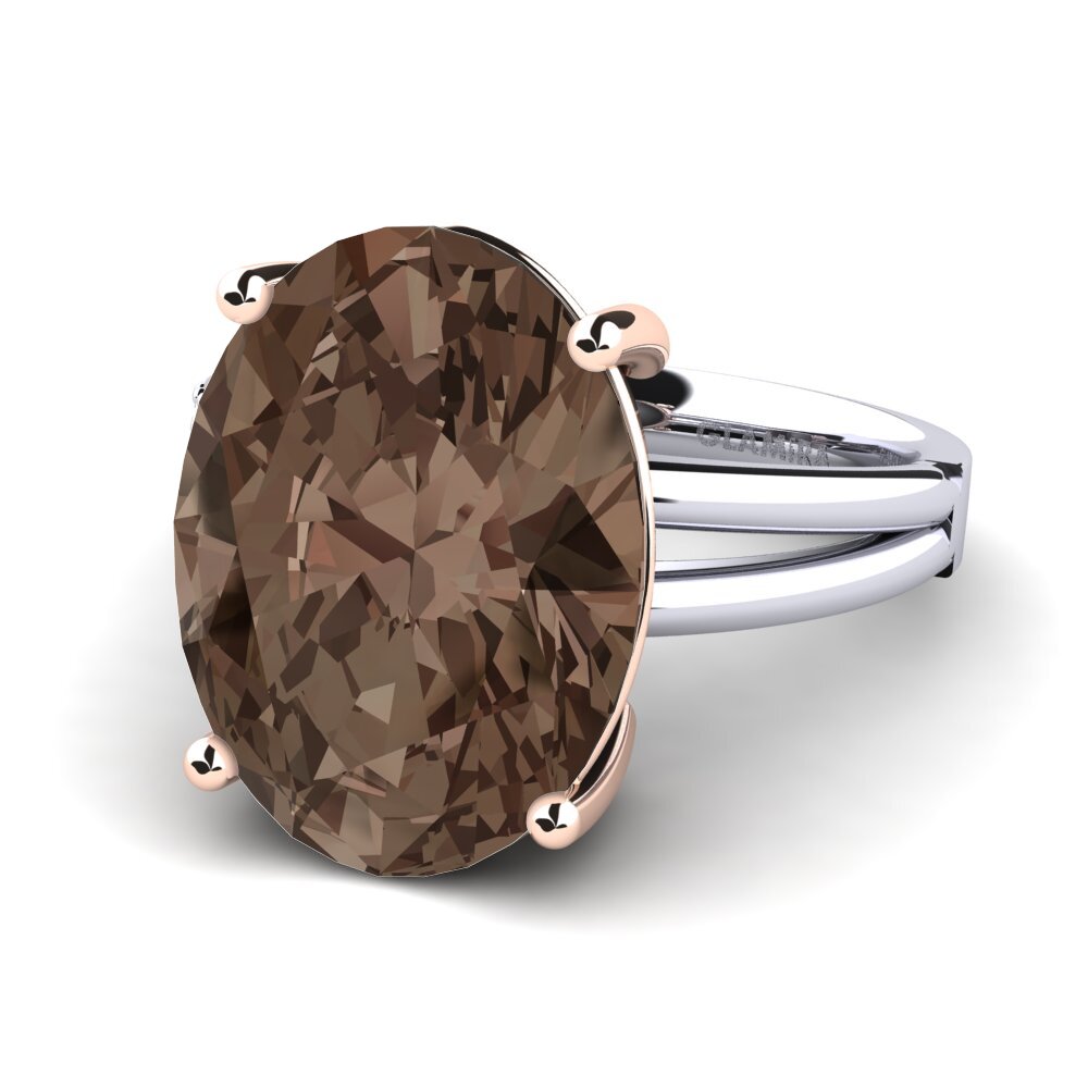18k Oro Blanco & Rosa Anillo Jadora