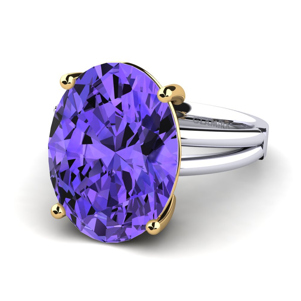 14k Oro Blanco / Amarillo Anillo Jadora