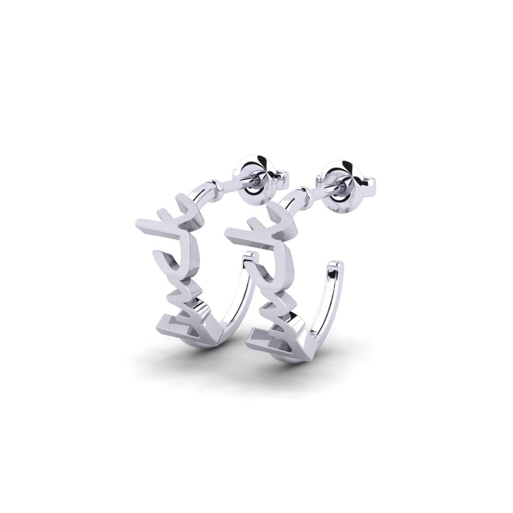 14k Oro Blanco Pendiente Jagipa