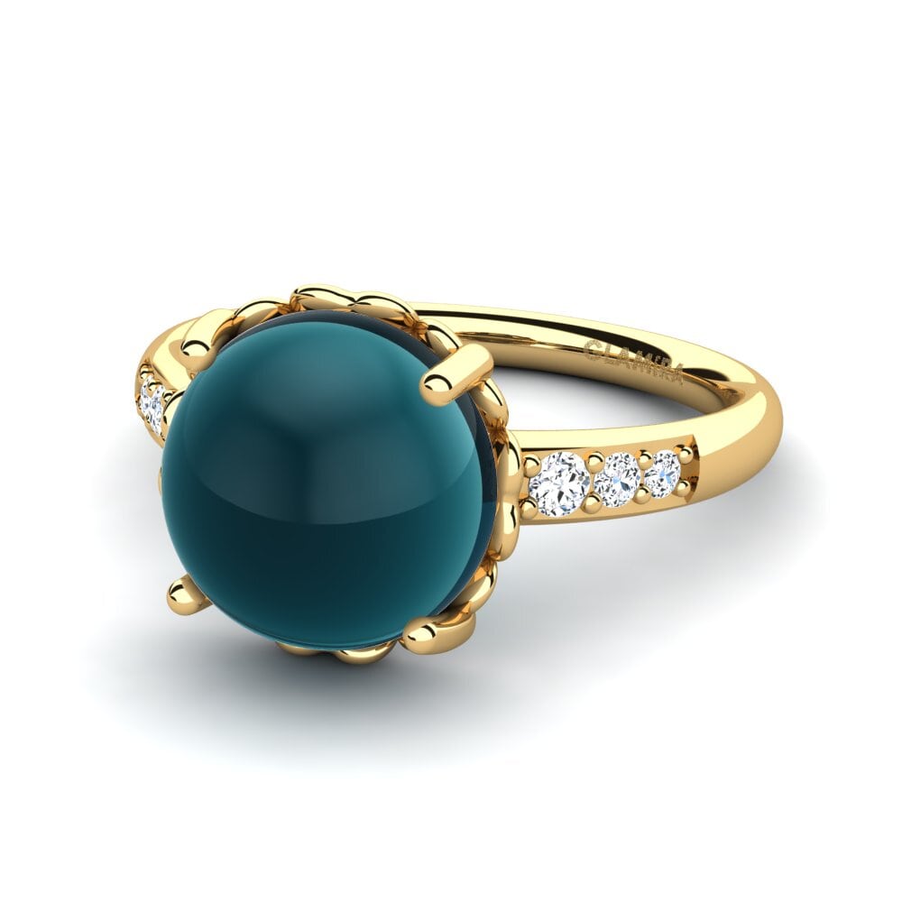 Topacio Azul Londres Cabujón Anillo Jaideth
