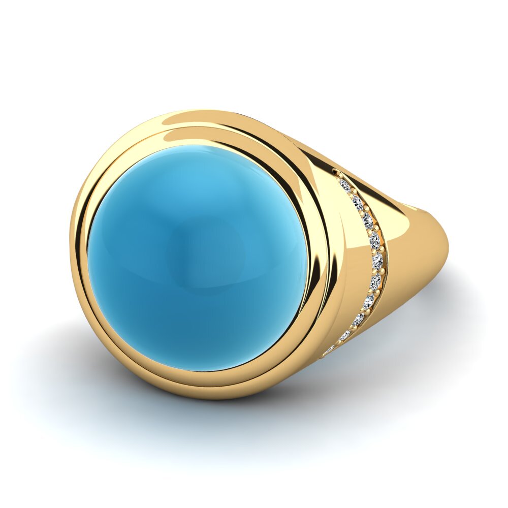 9k Oro Amarillo Topacio Azul Cabujón Anillo Jailen
