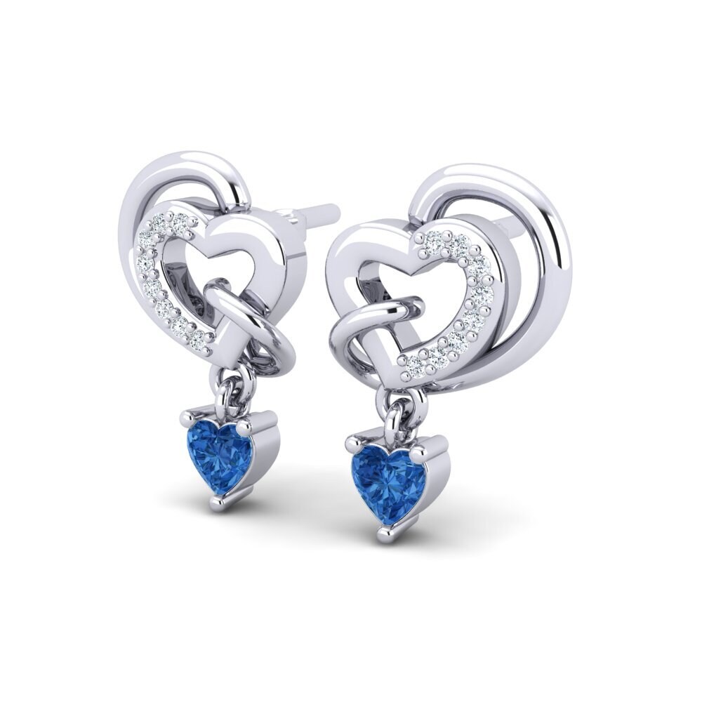 Corazón Circonita Azul Oscuro Pendiente de mujer Janalise