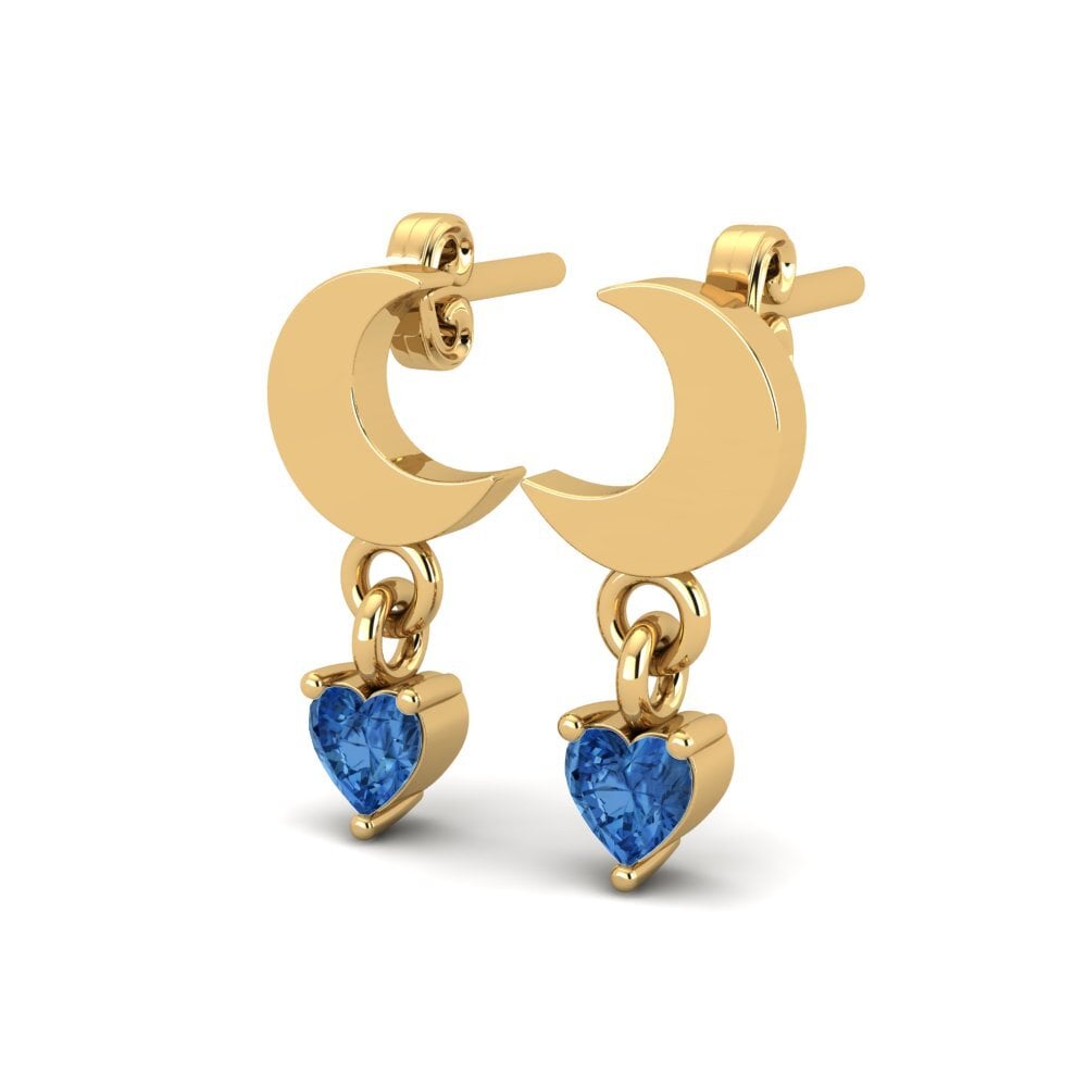Corazón Circonita Azul Oscuro Pendiente de mujer Janebelle