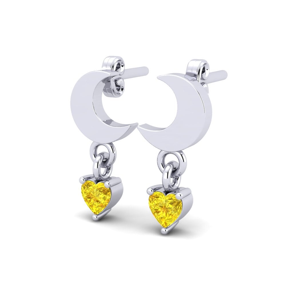 9k Oro Blanco Zafiro amarillo Pendiente de mujer Janebelle