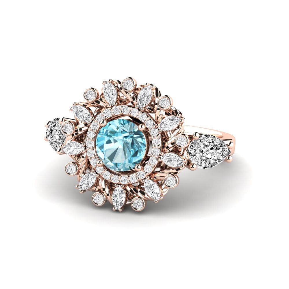 Blue Zircon Engagement Ring Janeiro