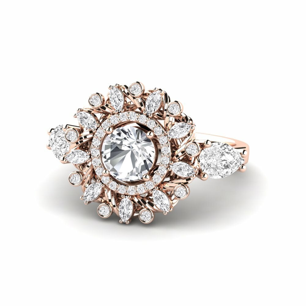 White Zircon Engagement Ring Janeiro