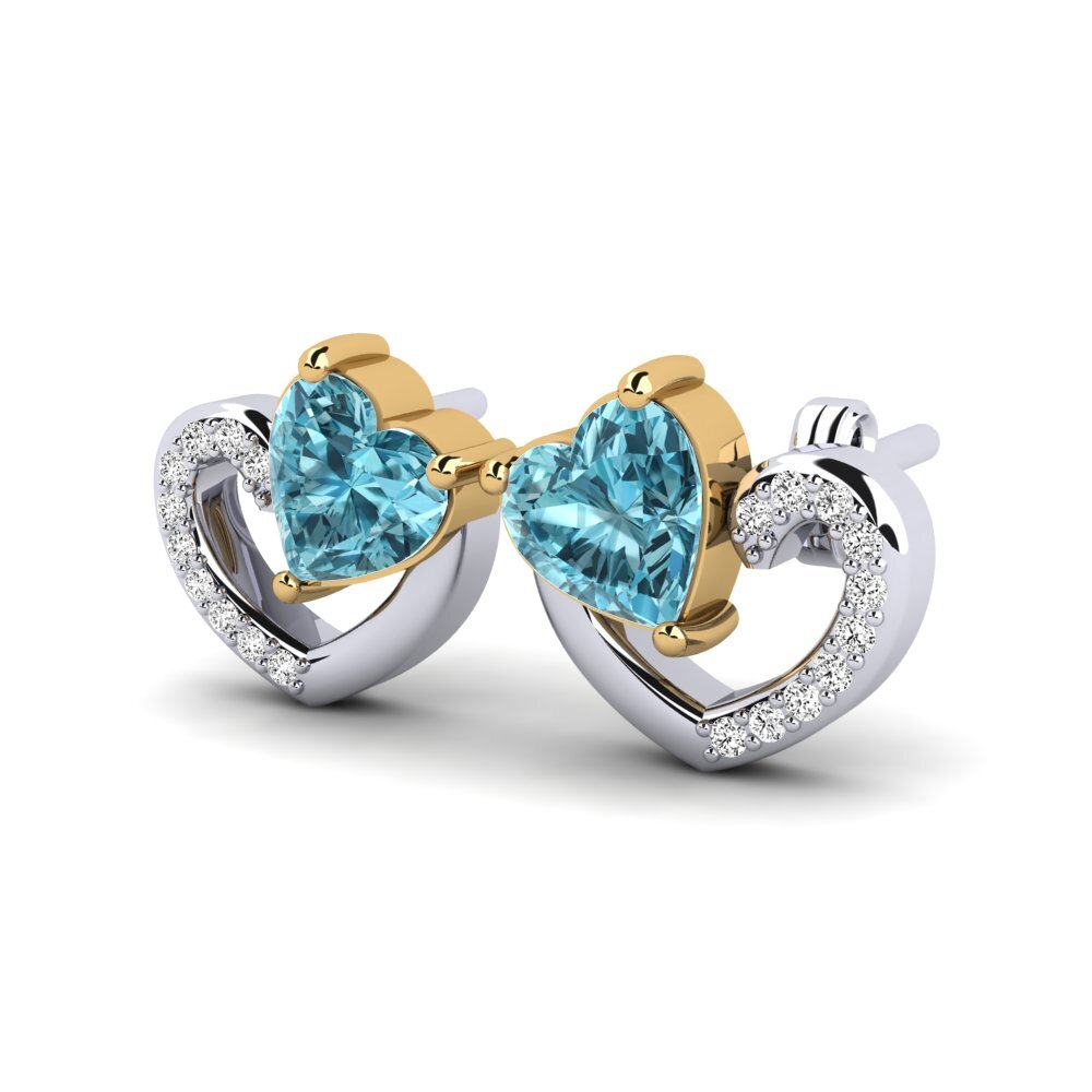 18ct Yellow & White Gold Blue Zircon Women's Earring Janerica