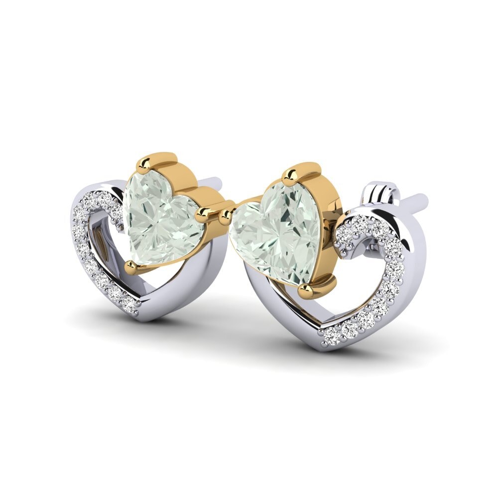 14ct Yellow & White Gold Green Amethyst Women's Earring Janerica