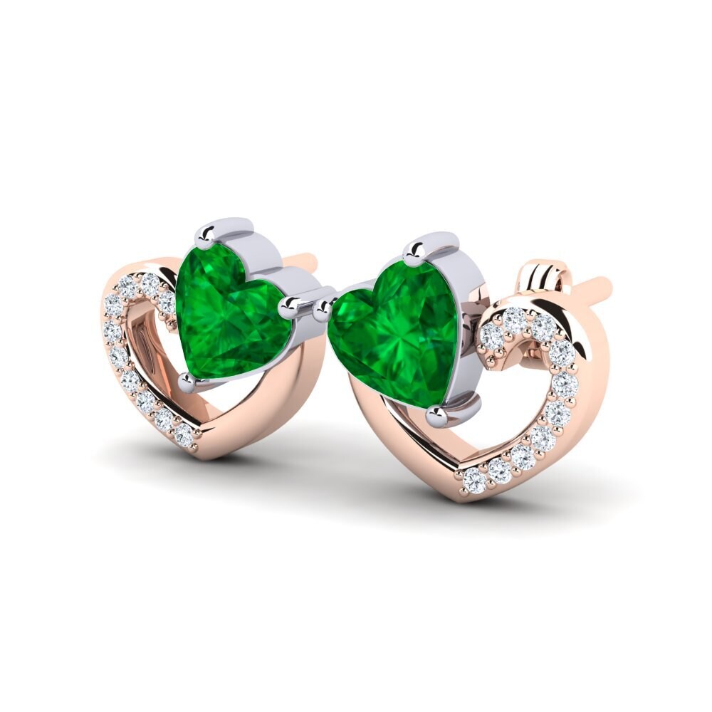 14ct White & Rose Gold Emerald (Lab Created) Women's Earring Janerica