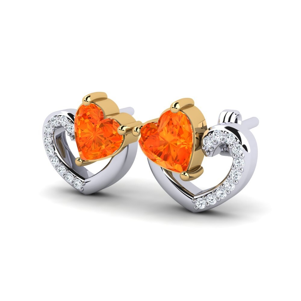 14K Yellow & White Gold Orange Sapphire Earring Janerica