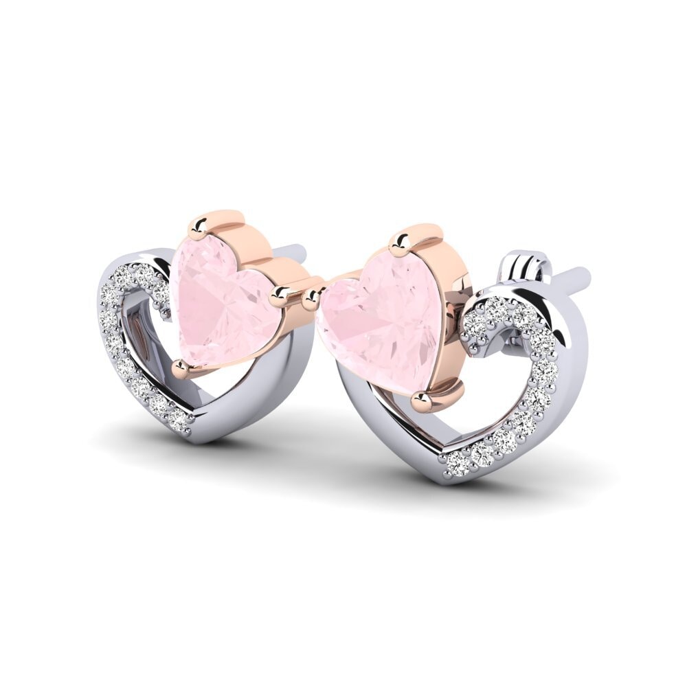 9k Oro Rosa & Blanco Cuarzo rosa Pendiente de mujer Janerica