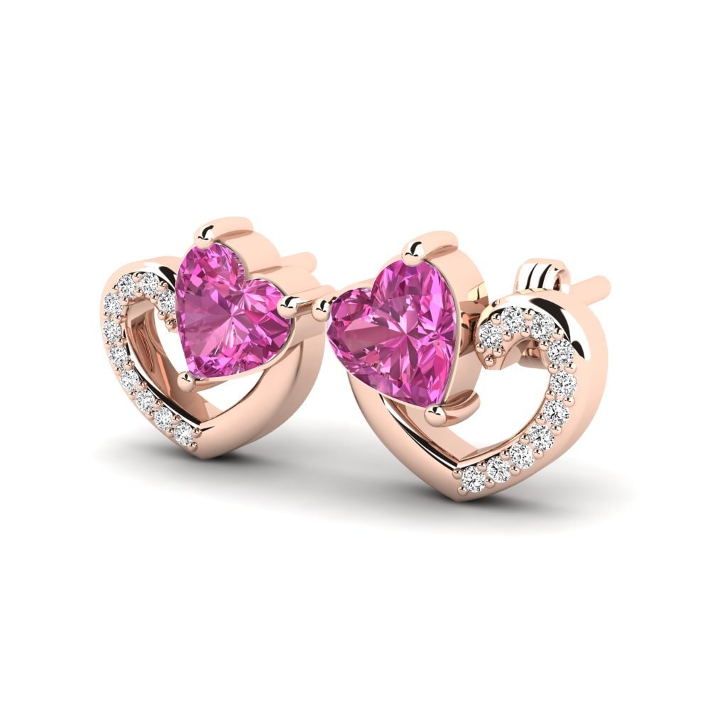 14k Oro Rosa Topacio Rosa Pendiente de mujer Janerica