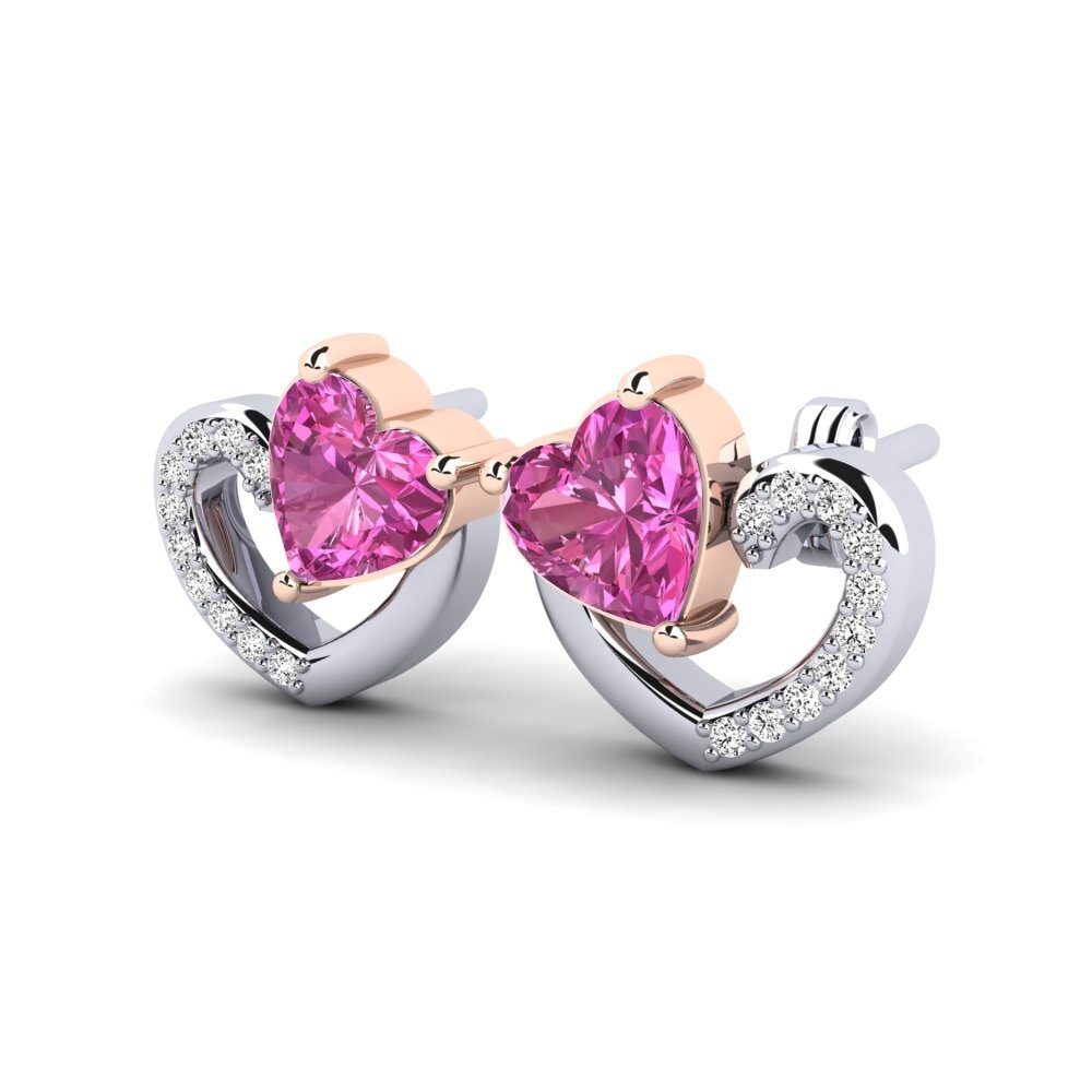 18k Oro Rosa & Blanco Topacio Rosa Pendiente de mujer Janerica