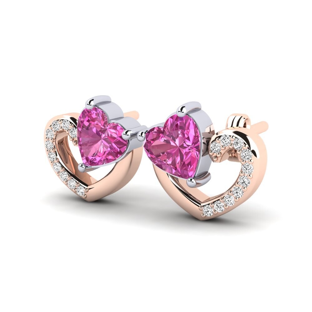 14k Oro Blanco & Rosa Topacio Rosa Pendiente de mujer Janerica