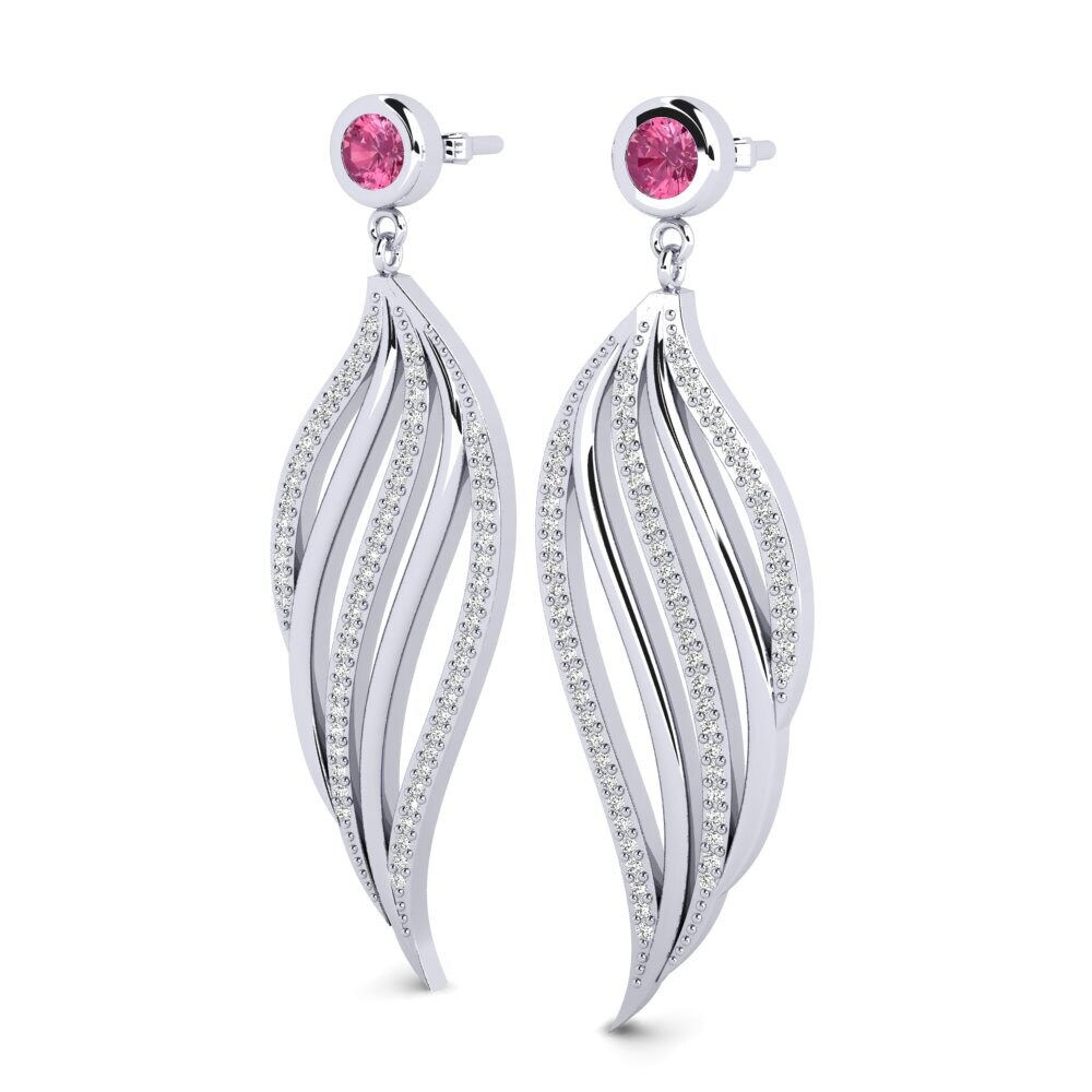 Platino 950 Turmalina rosa Pendiente de mujer Janika