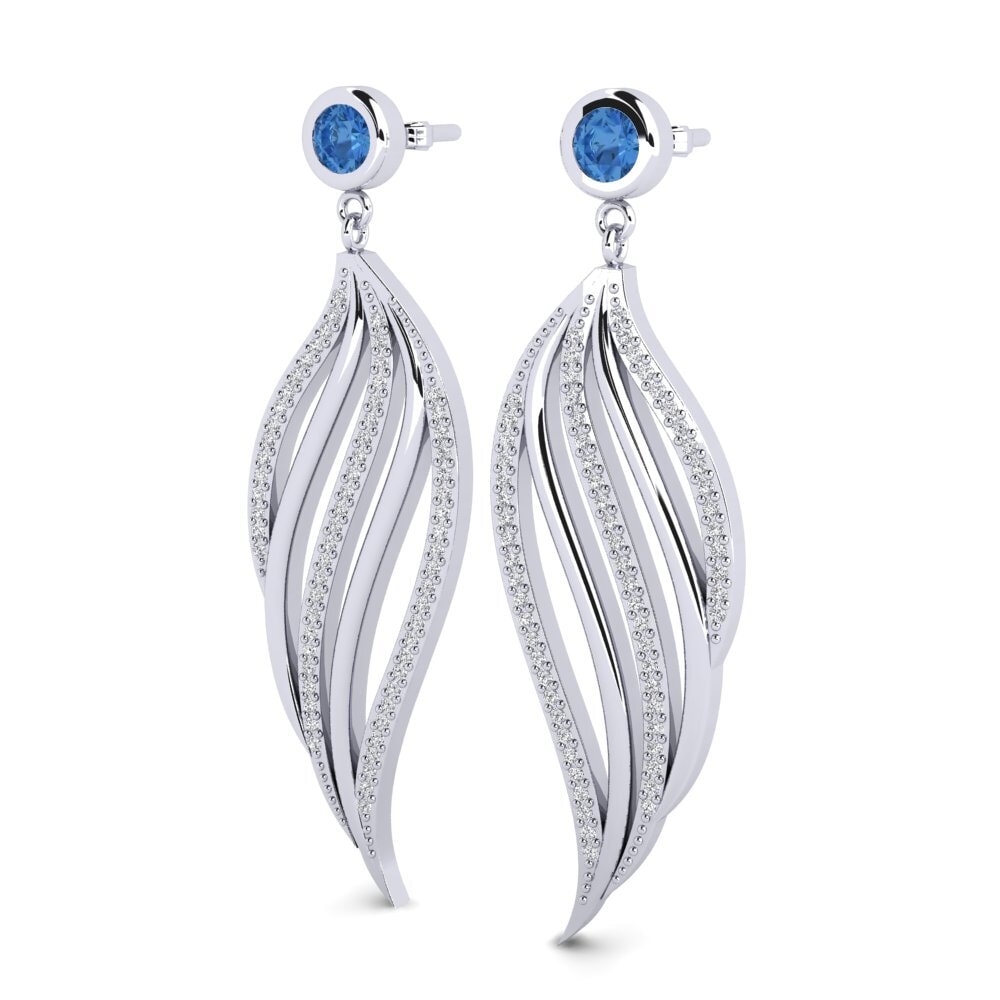 Zircônia azul escuro Brincos Feminino Janika