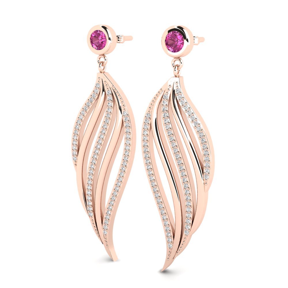 14k Oro Rosa Topacio Rosa Pendiente de mujer Janika