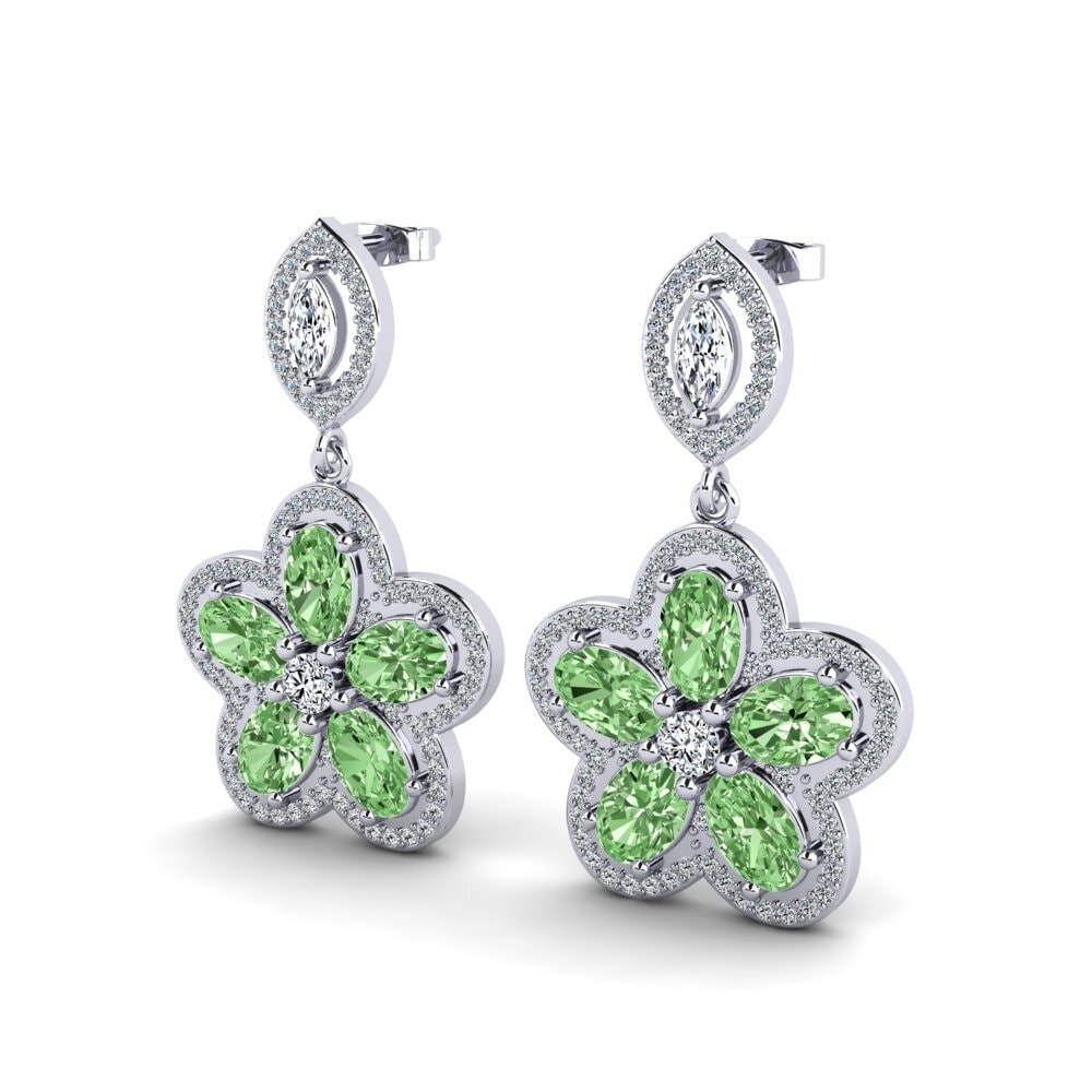 Diamante Verde Brincos Feminino Jann