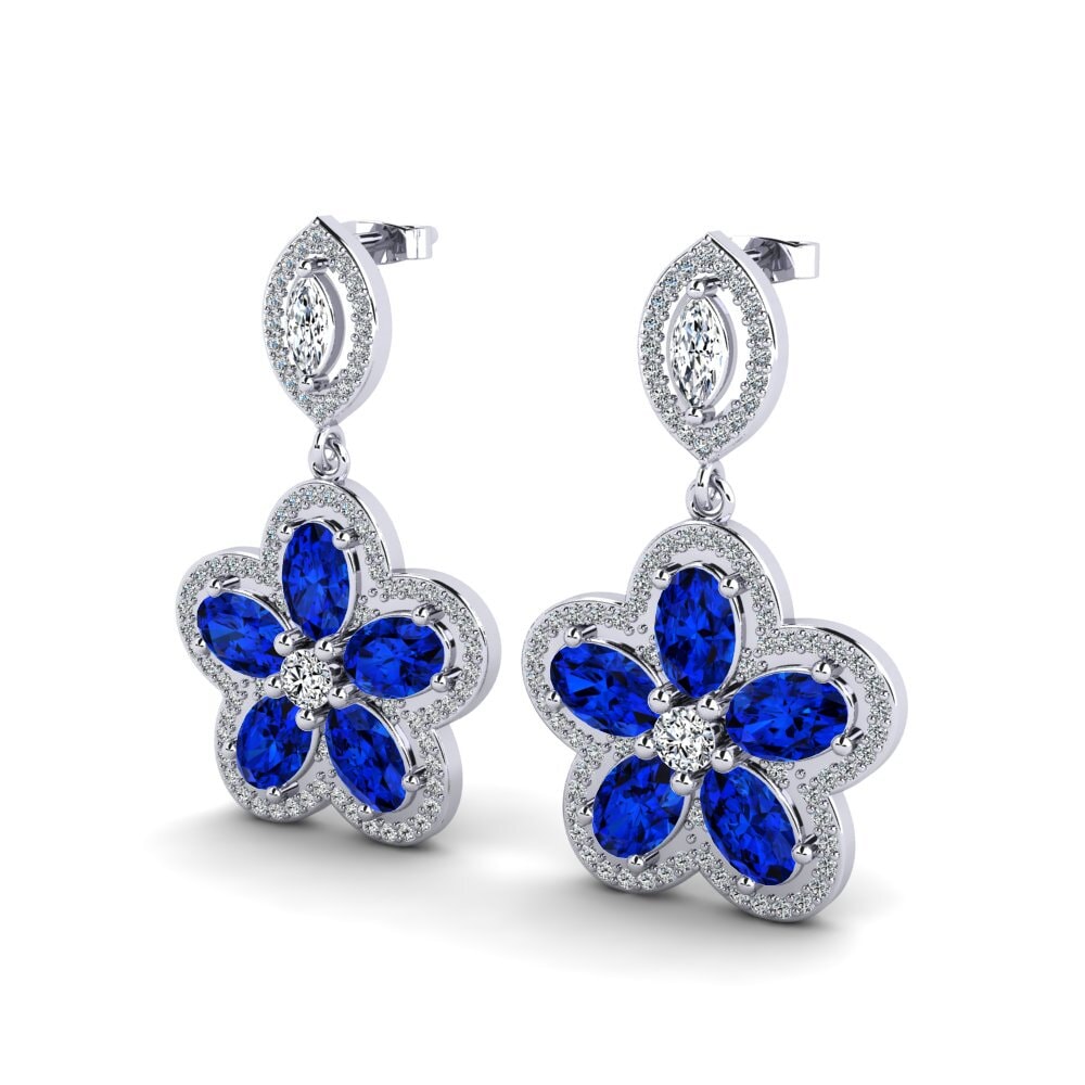 Oval Sapphire (Lab Created) Women's Earring Jann