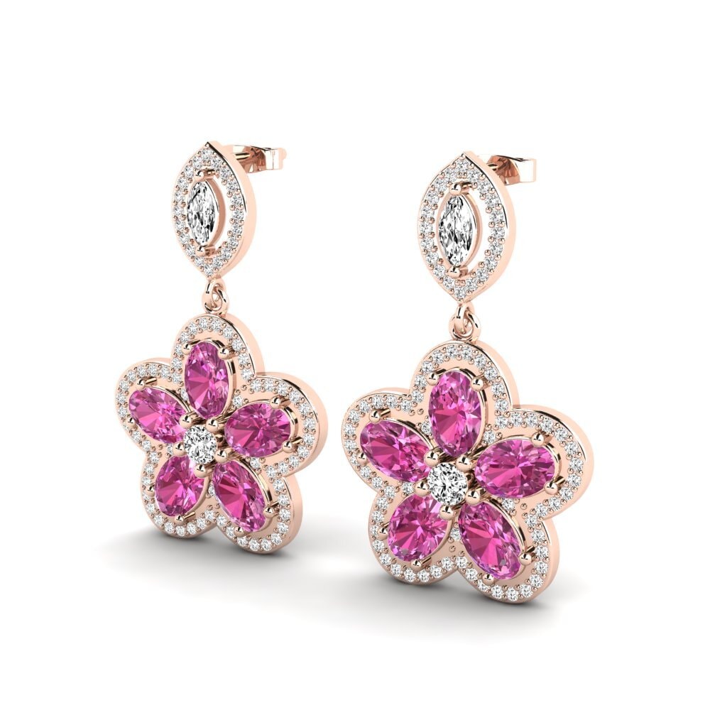 9k Oro Rosa Topacio Rosa Pendiente de mujer Jann