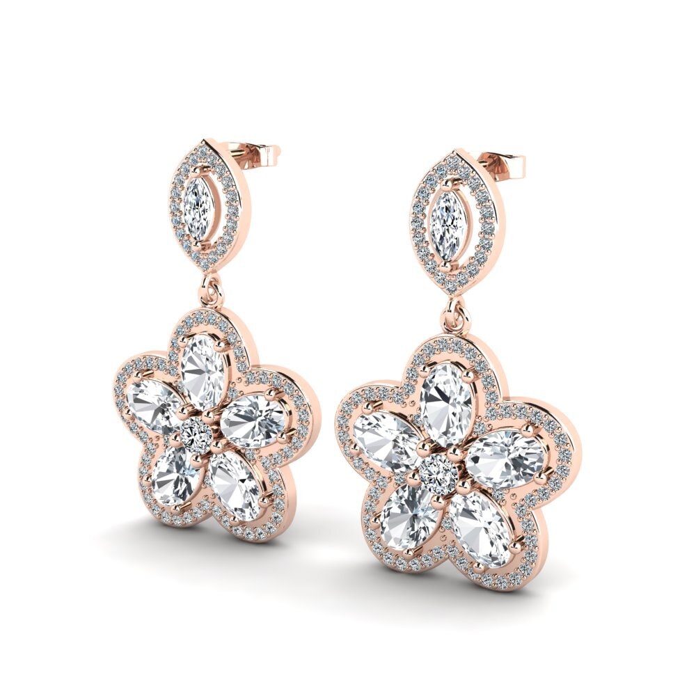 14k Oro Rosa Circón Blanco Pendiente de mujer Jann