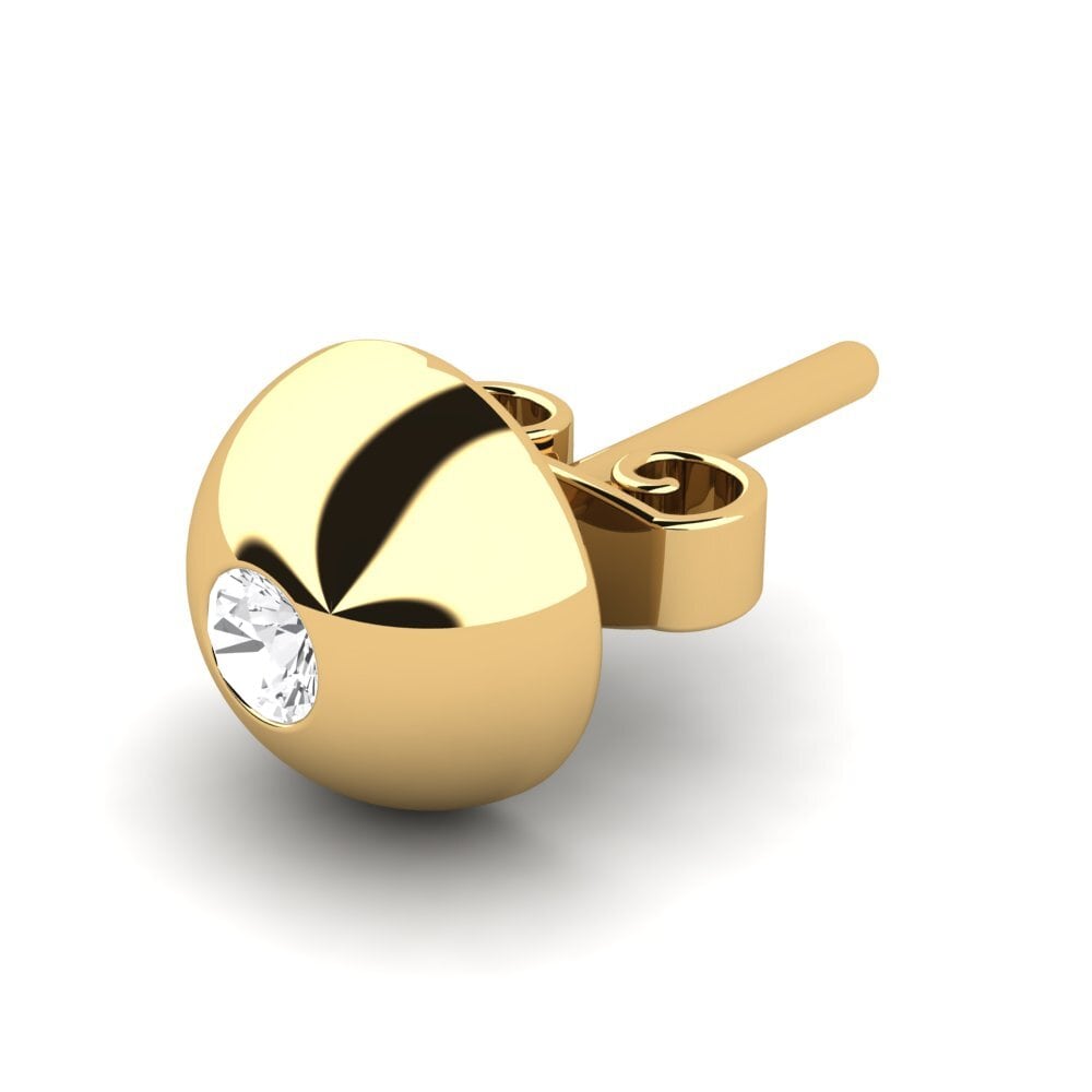 Gelbgold 585 Weißer Saphir Herren-Ohrring Janus