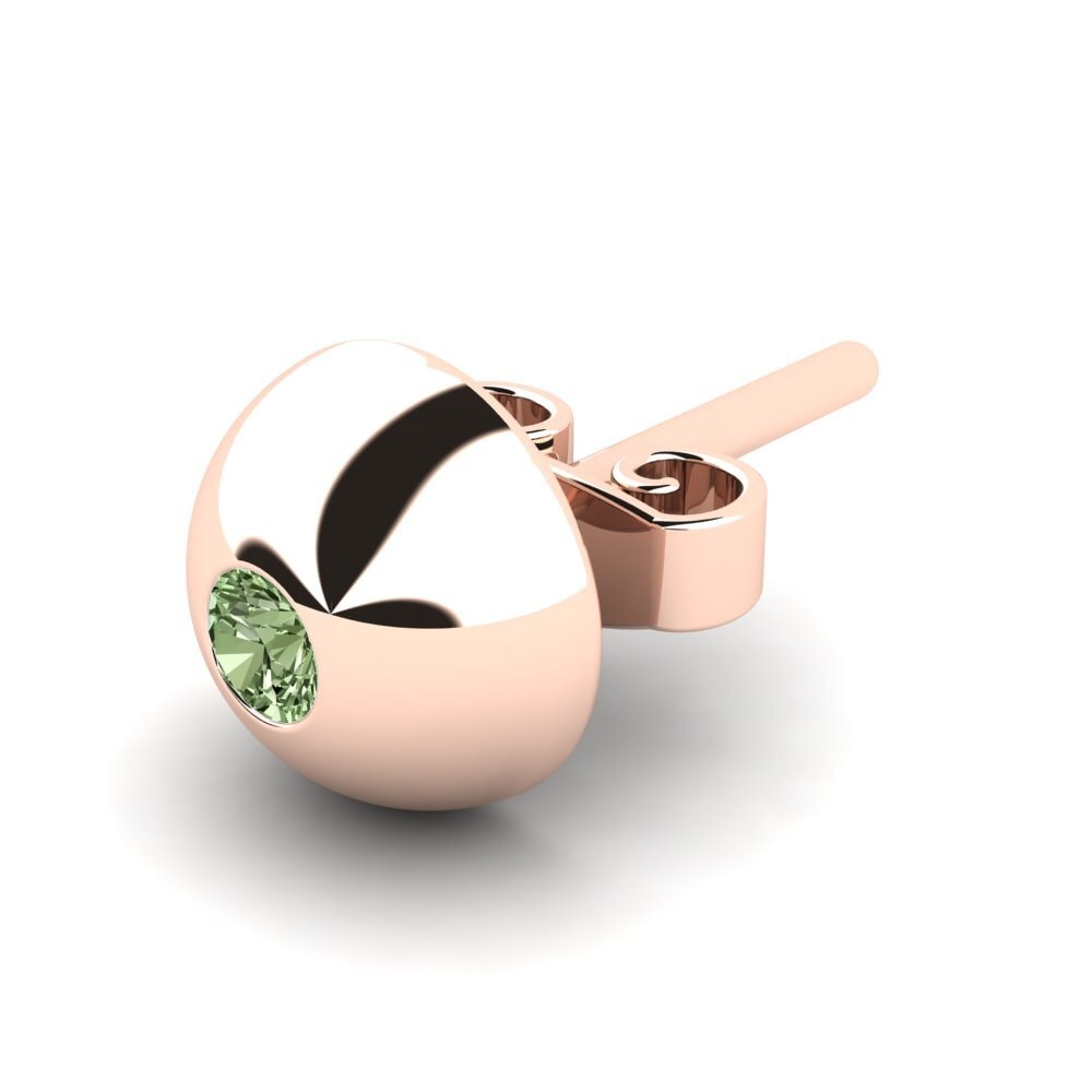 14ct Rose Gold Green Diamond Men's Earring Janus