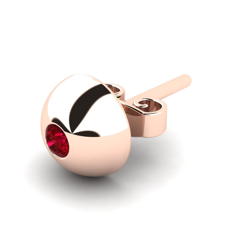 14k Oro Rosa Circonita Roja Pendiente para hombre Janus