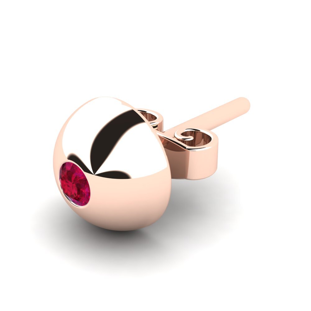 14K Rose Gold Ruby Men's Earring Janus