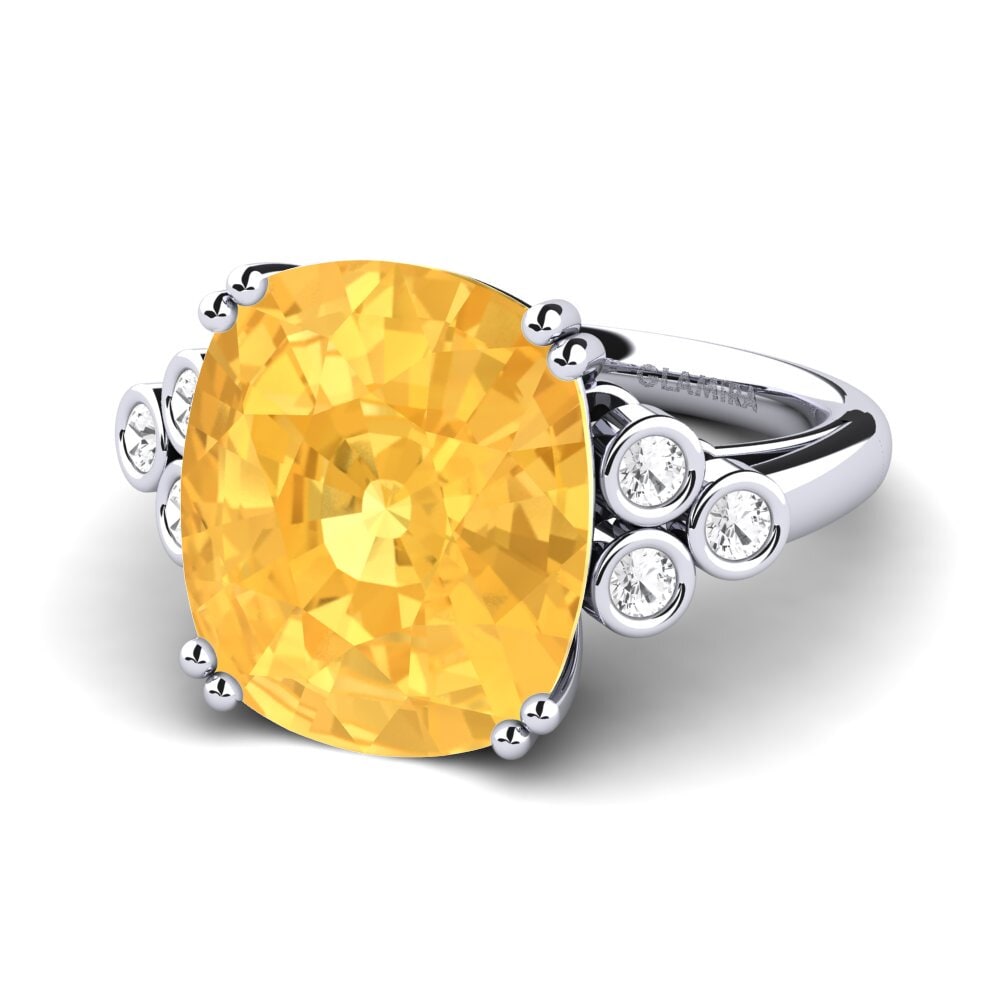 White Silver Citrine Ring Jaselle