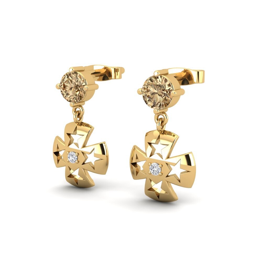 Diamante Marrón Pendiente de mujer Jaune