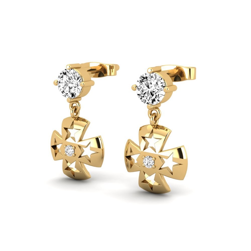 Moissanite Dames Oorbellen Jaune