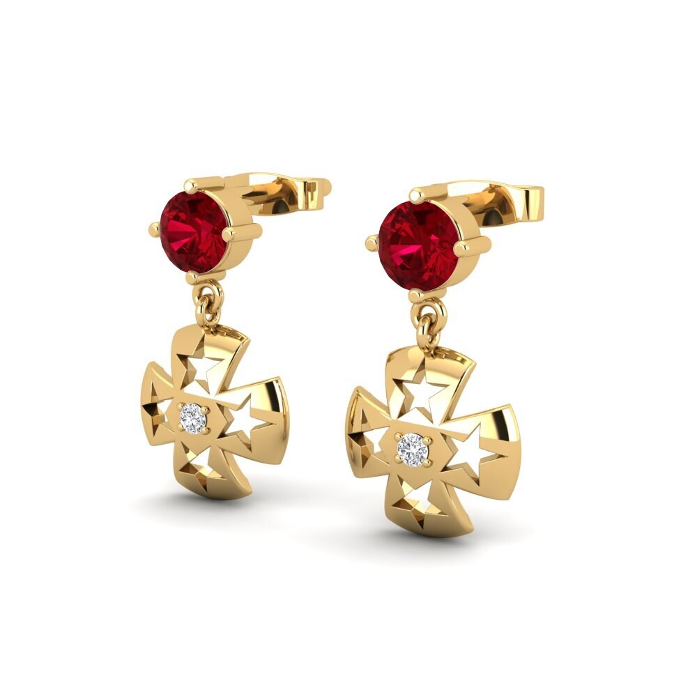 Red Zirconia Women's Earring Jaune