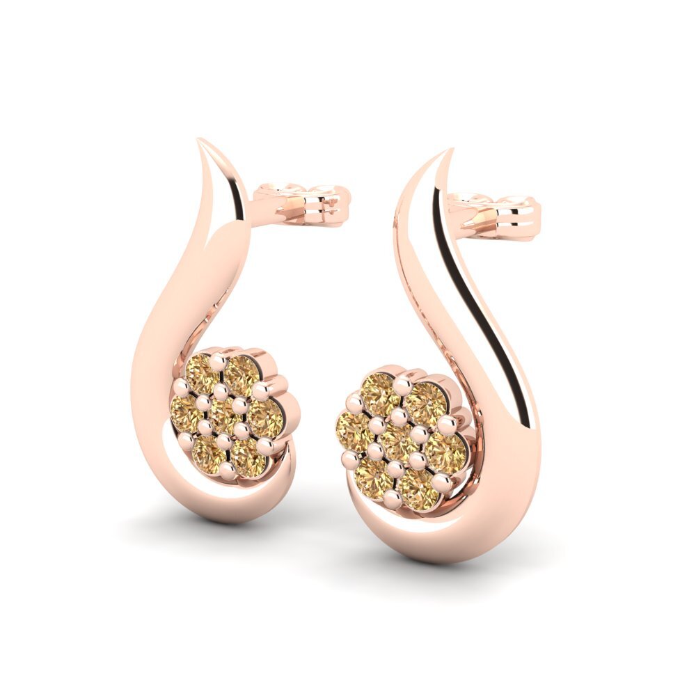 Oro Rosso 750 Diamante Marrone Orecchino da donna Javeed