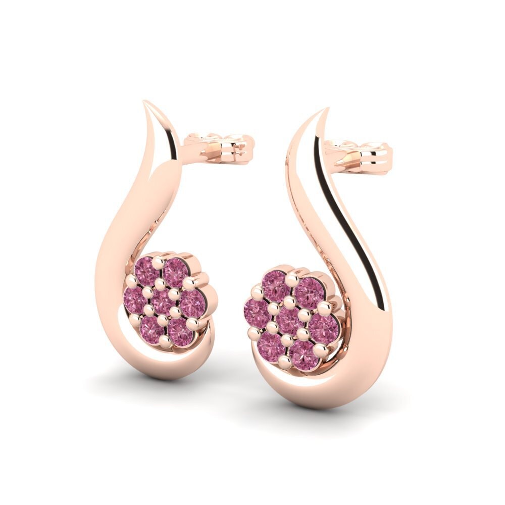 9ct Rose Gold Rhodolite Garnet Women's Earring Javeed