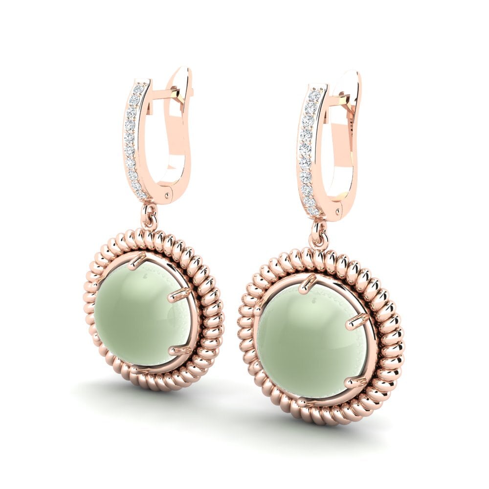 18ct Rose Gold Cabochon Green Amethyst Women's Earring Jaylen