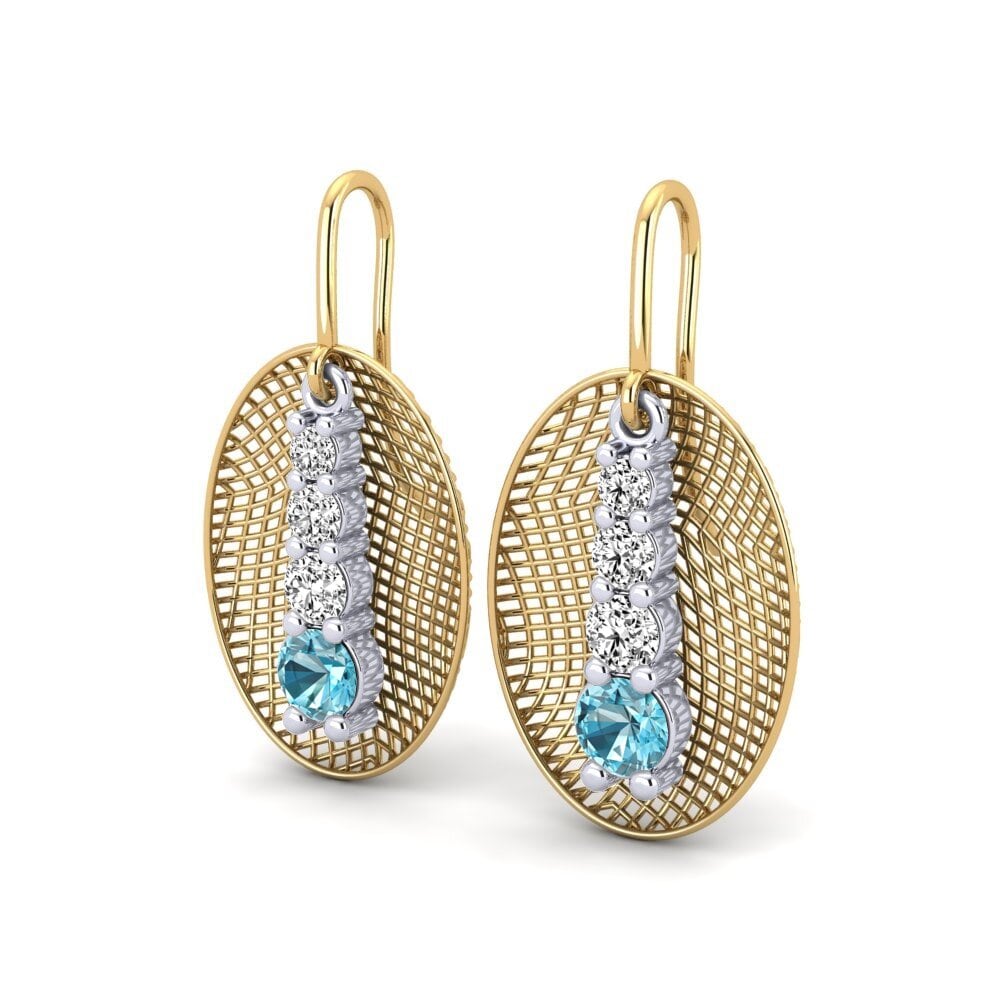 18ct Yellow & White Gold Blue Zircon Women's Earring Jeanelle