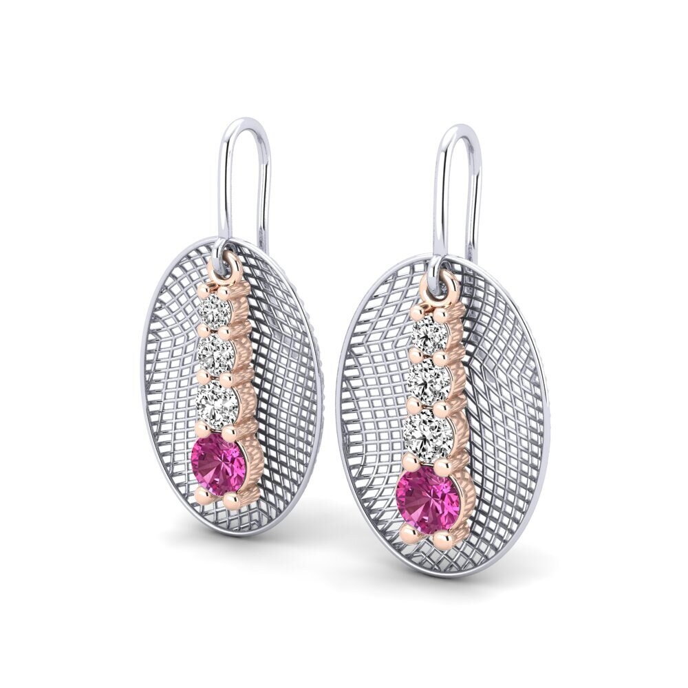 14k Oro Blanco & Rosa Topacio Rosa Pendiente de mujer Jeanelle
