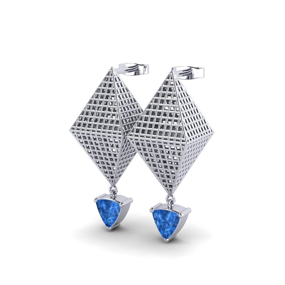 Trillion Dark Blue Zirconia Women's Earring Jeannetta