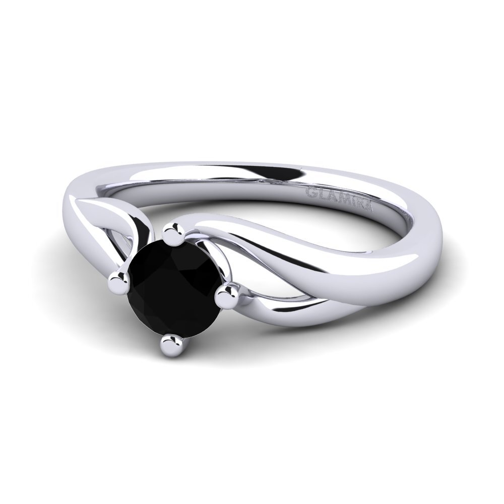 Black Sapphire Engagement Ring Jeffrey 0.5 crt