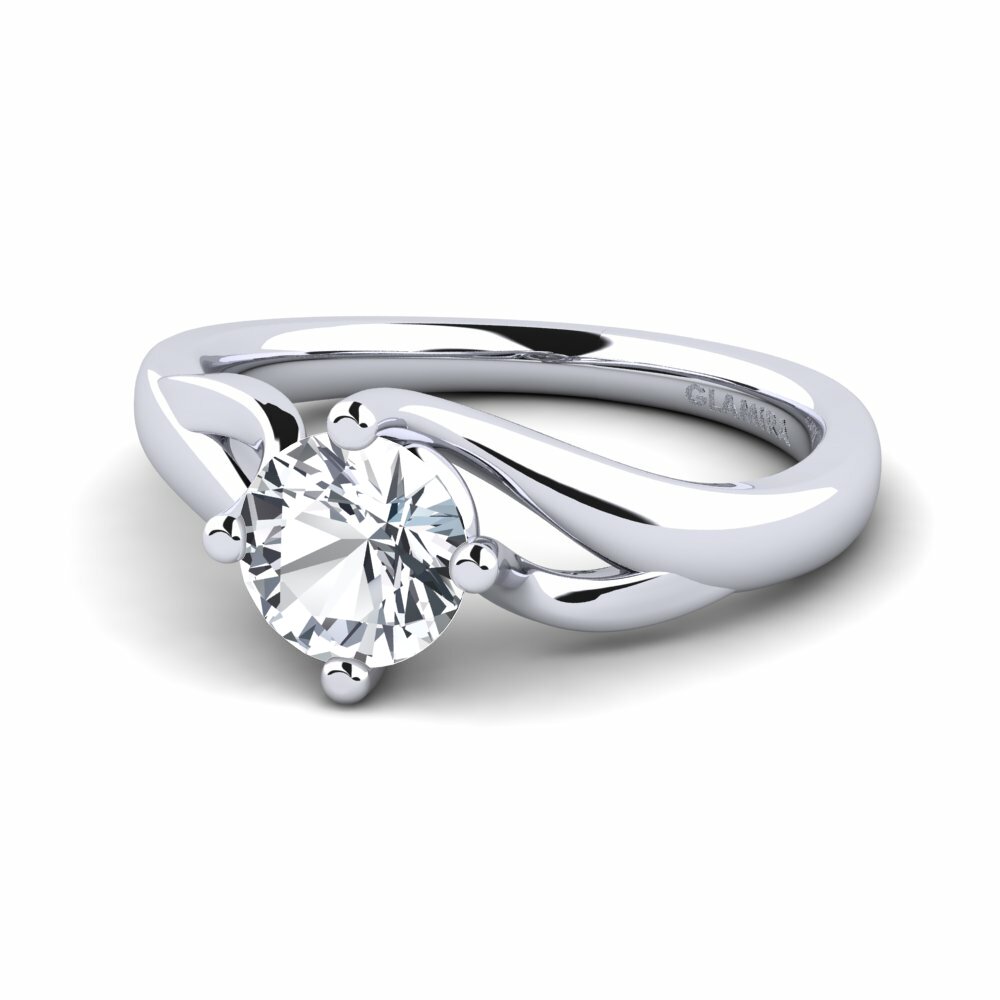 Circón Blanco Anillo de compromiso Jeffrey 0.8 crt