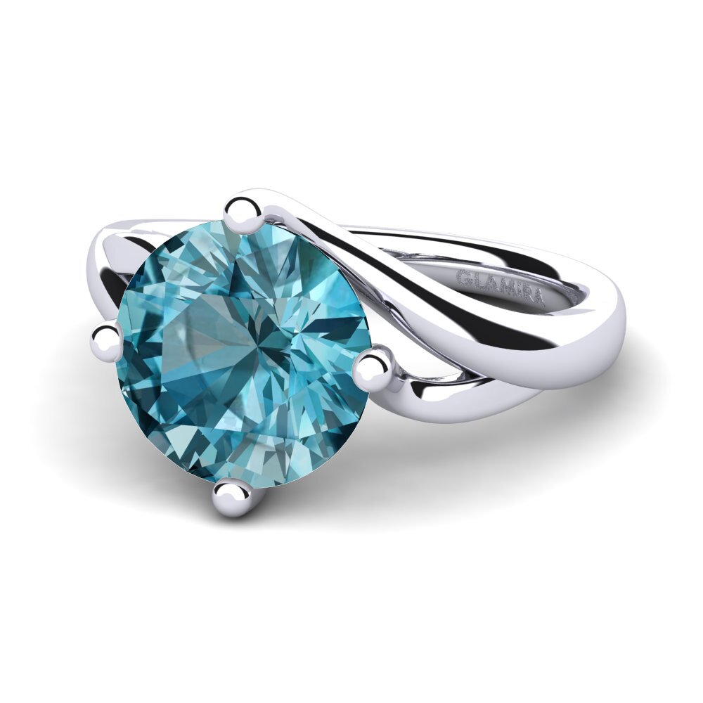 Blue Zircon Engagement Ring Jeffrey 3.0 crt
